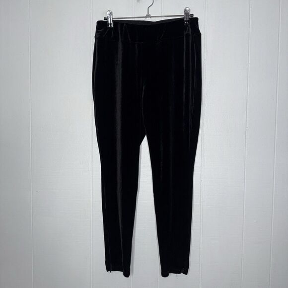 Talbots Women’s Black Velvet Leggings Zipper Ankle Size 8P - Picture 1 of 5